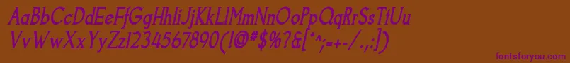 GoodfishBoldItalic-Schriftart – Violette Schriften auf braunem Hintergrund