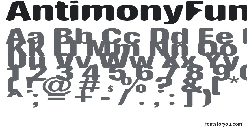 A fonte AntimonyFunk – alfabeto, números, caracteres especiais