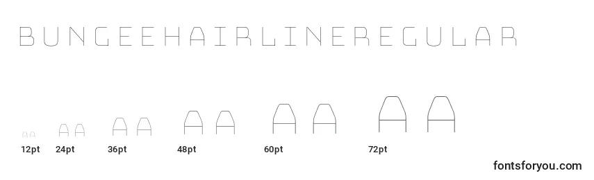 Размеры шрифта BungeehairlineRegular