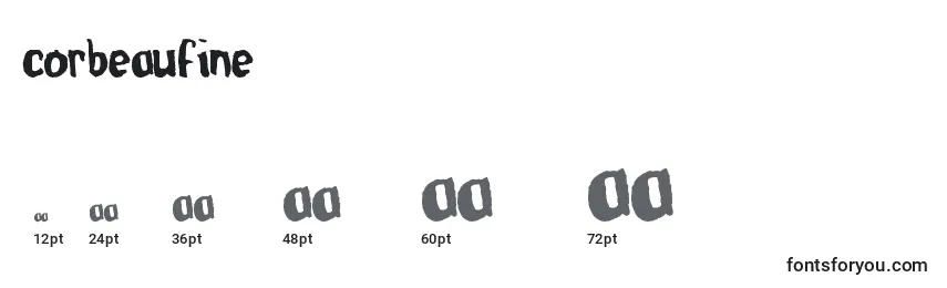CorbeauFine Font Sizes