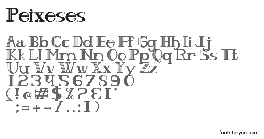 A fonte Peixeses – alfabeto, números, caracteres especiais