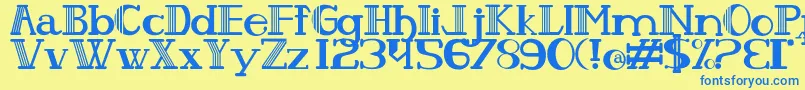 Peixesesフォントについての詳細 フォントPeixeses – 青い文字が黄色の背景にあります。
