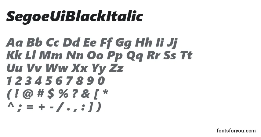 Fuente SegoeUiBlackItalic - alfabeto, números, caracteres especiales