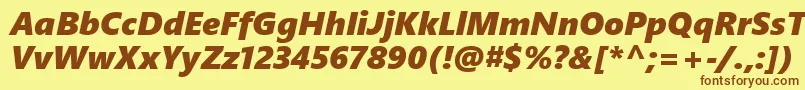 フォントSegoeUiBlackItalic – 茶色の文字が黄色の背景にあります。