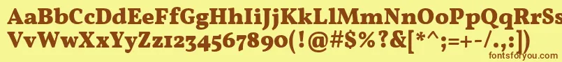 フォントVollkornBold – 茶色の文字が黄色の背景にあります。