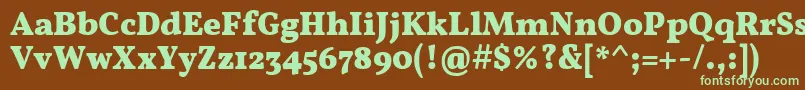 フォントVollkornBold – 緑色の文字が茶色の背景にあります。