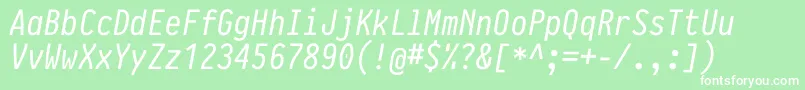 PragmataproItalic Font – White Fonts on Green Background