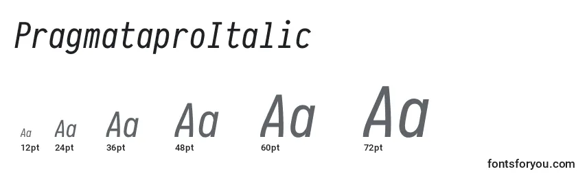 Размеры шрифта PragmataproItalic