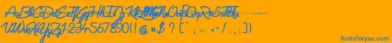 GeltinaElementeTrash-Schriftart – Blaue Schriften auf orangefarbenem Hintergrund