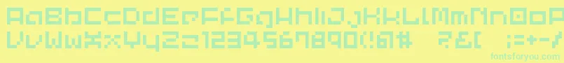 Lvdccp-Schriftart – Grüne Schriften auf gelbem Hintergrund