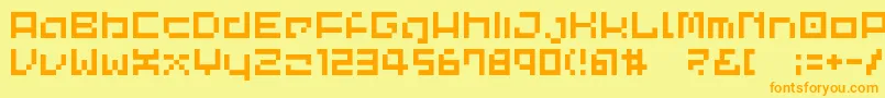 Saiba mais sobre a fonte Lvdccp Fonte Lvdccp – fontes laranjas em um fundo amarelo