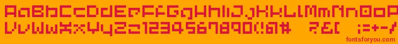 フォントLvdccp – オレンジの背景に赤い文字