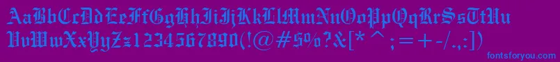 EngraversOldEnglishBt-Schriftart – Blaue Schriften auf violettem Hintergrund