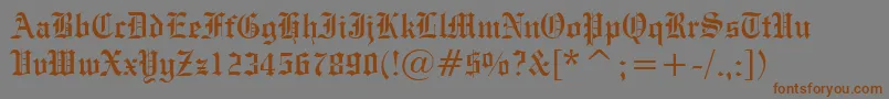 フォントEngraversOldEnglishBt – 茶色の文字が灰色の背景にあります。