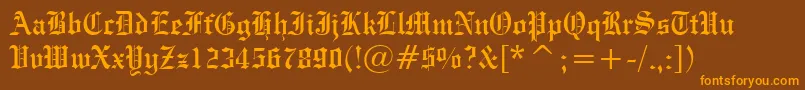 EngraversOldEnglishBt Font – Orange Fonts on Brown Background