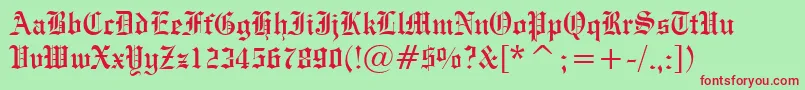 Czcionka EngraversOldEnglishBt – czerwone czcionki na zielonym tle