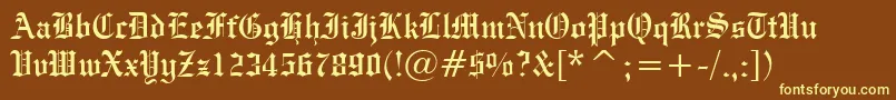 EngraversOldEnglishBt Font – Yellow Fonts on Brown Background
