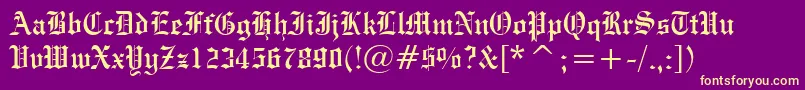 Fonte EngraversOldEnglishBt – fontes amarelas em um fundo roxo