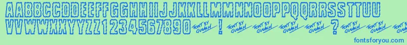 フォントBrrritty – 青い文字は緑の背景です。