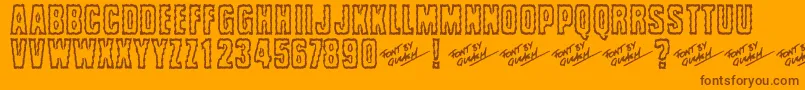 Weitere Informationen zur Brrritty-Schriftart Brrritty-Schriftart – Braune Schriften auf orangefarbenem Hintergrund