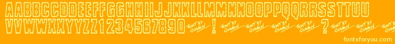 Brrritty-Schriftart – Gelbe Schriften auf orangefarbenem Hintergrund