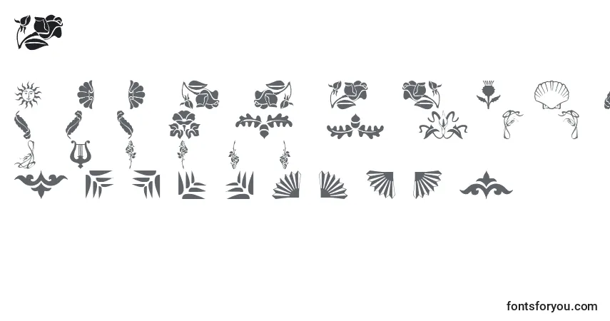 Schriftart Floradings – Alphabet, Zahlen, spezielle Symbole