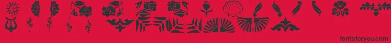 フォントFloradings – 赤い背景に黒い文字