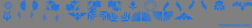 フォントFloradings – 灰色の背景に青い文字