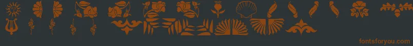 Floradings-fontti – ruskeat fontit mustalla taustalla
