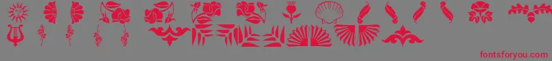 Floradings-Schriftart – Rote Schriften auf grauem Hintergrund