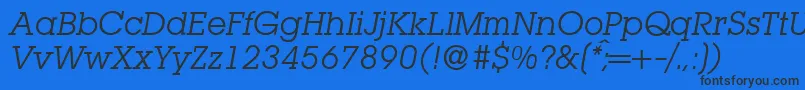 L850SlabItalic Font – Black Fonts on Blue Background