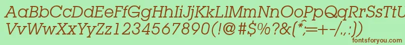 Шрифт L850SlabItalic – коричневые шрифты на зелёном фоне