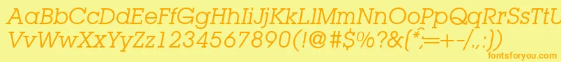 L850SlabItalic Font – Orange Fonts on Yellow Background