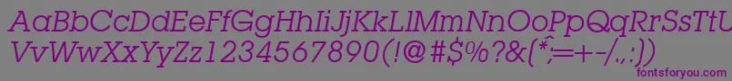 L850SlabItalic Font – Purple Fonts on Gray Background