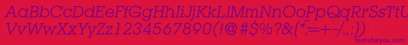 L850SlabItalic Font – Purple Fonts on Red Background