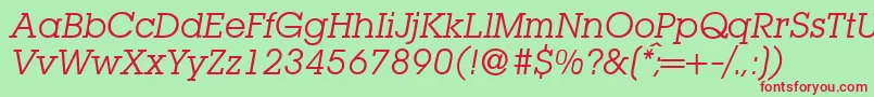 L850SlabItalic Font – Red Fonts on Green Background