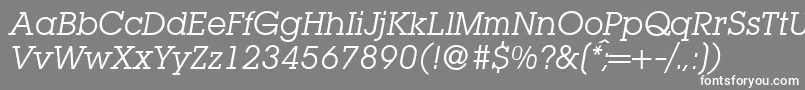 L850SlabItalic Font – White Fonts on Gray Background