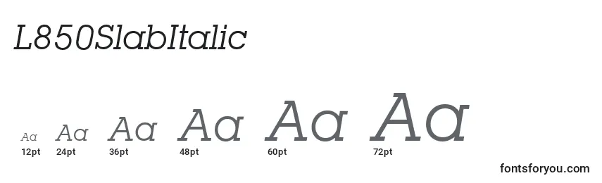 L850SlabItalic Font Sizes