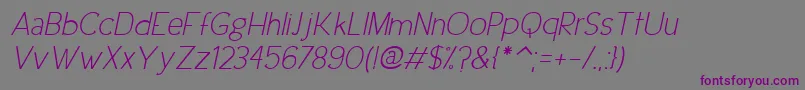 UrbanEleganceItalic Font – Purple Fonts on Gray Background