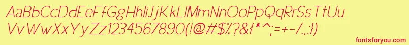 UrbanEleganceItalic Font – Red Fonts on Yellow Background