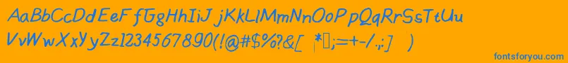 Handsofmumu Font – Blue Fonts on Orange Background