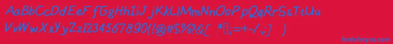 Handsofmumu Font – Blue Fonts on Red Background