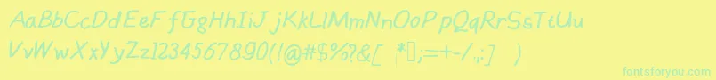 Handsofmumu Font – Green Fonts on Yellow Background