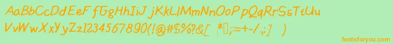 Handsofmumu Font – Orange Fonts on Green Background