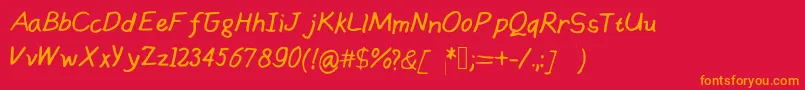 Handsofmumu Font – Orange Fonts on Red Background