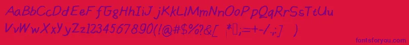 Handsofmumu Font – Purple Fonts on Red Background