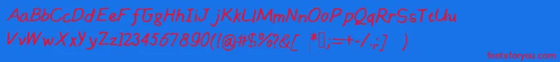 Handsofmumu Font – Red Fonts on Blue Background