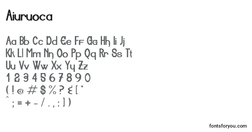 A fonte Aiuruoca – alfabeto, números, caracteres especiais