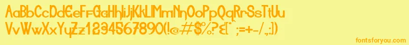 フォントAiuruoca – オレンジの文字が黄色の背景にあります。