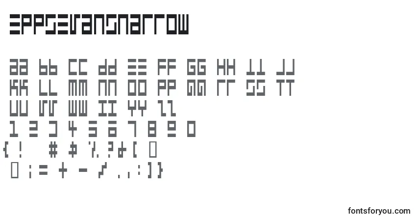 A fonte EppsEvansNarrow – alfabeto, números, caracteres especiais